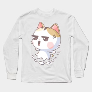 Cute cat runs very fast Long Sleeve T-Shirt